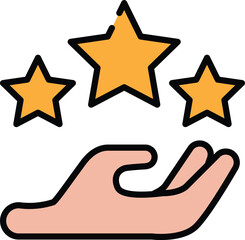 Hand holding stars, representing excellence and quality service rating
