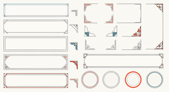 Elegant collection of vector decorative frames, borders, and intricate corner elements, perfect for adding classic and refined accents to various design projects and invitations