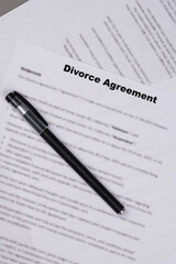 Marital Settlement Separation Divorce Agreement paper document, symbolizing divorce, prenuptial contract, prenup, breakup for Canada, USA, Australia.