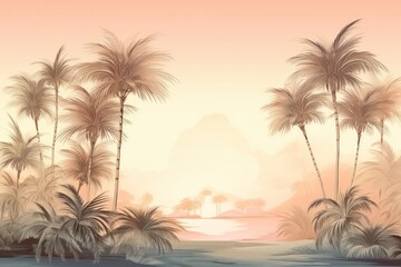 Obraz premium An antique chinese tropical palm tree forest backgrounds landscape outdoors.