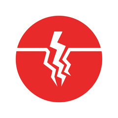 Obraz premium Red broken circle lightning icon disruption, error, warning symbol Vector