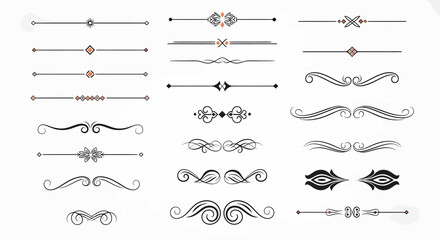 Decorative ornamental dividers and page line breaks for graphic design and layout