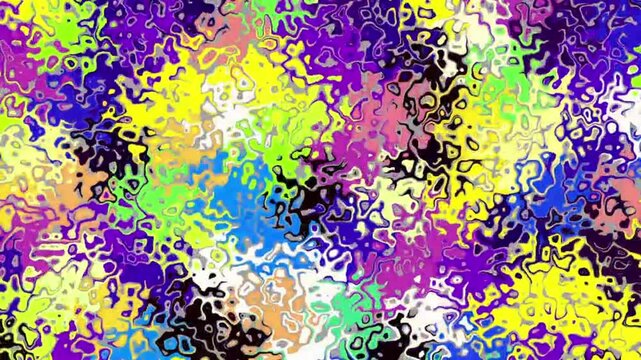 Abstract background featuring a multitude of colorful, irregular circles on a gray backdrop design
