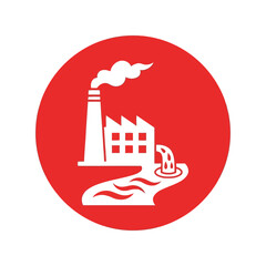 Water pollution icon: industrial factory waste discharge symbol Vector