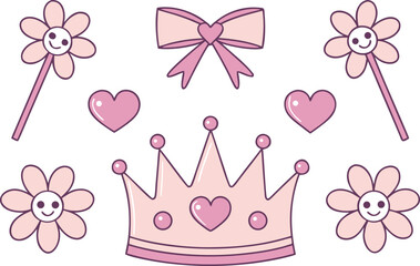 Fairy Tale Princess Elements Pack. Magical Princess Elements Set. Fantasy Princess Icons Collection. Cute Fairy Tale Princess Elements. Royal Princess Elements Pack. Enchanted Princess Elements Set