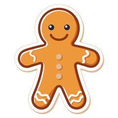 Gingerbread Man's cheerful Expression sticker: An animated gingerbread man with a warm smile is perfect for holiday seasons, cheerful with a joyful design.