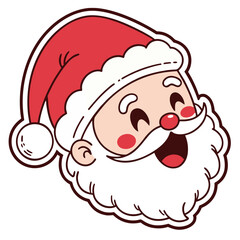 Joyful Santa Claus sticker: An illustration of Santa Claus, with a red hat and beard, he exudes joy and holiday spirit. 