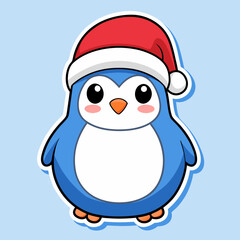 Festive Penguin sticker: A charming and cheerful penguin adorned with a Santa hat, embodying the spirit of winter holiday and creating a heartwarming ambiance.