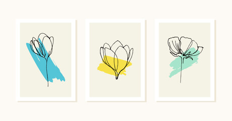 Wall art set of minimalistic printable prints. Wall art for bedroom, living room and office decor. Hand drawn vector design elements.