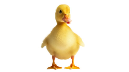 Adorable yellow duckling PNG isolated on transparent background, cute baby bird for spring and Easter designs