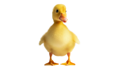 Adorable yellow duckling PNG isolated on transparent background, cute baby bird for spring and Easter designs