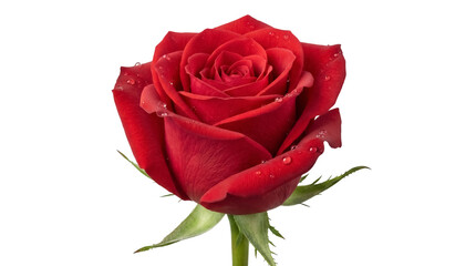 Beautiful red rose isolated PNG on transparent background, romantic flower for love and Valentine s Day designs
