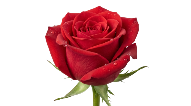 Beautiful red rose isolated PNG on transparent background, romantic flower for love and Valentine s Day designs - Powered by Adobe