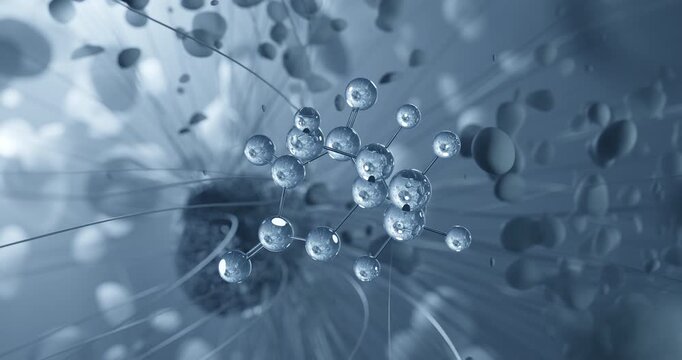 Dehydroascorbic acid molecule, rotating 3D model of oxidized vitamin c, looped video on a black background
