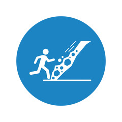 Falling rocks warning sign icon   landslide hazard alert Vector