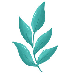 Watercolor Green Leaf Botanical Illustration