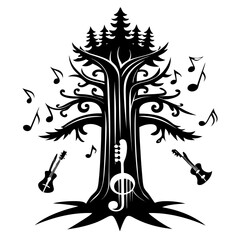 Bark Symphony vector clean black silhouette design white background