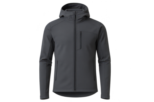 Modern dark grey men's hooded jacket isolated on transparent background. - Powered by Adobe