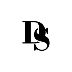 Elegant DS monogram logo design concept with intertwined letters D and S in a classic serif font style