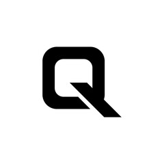 Modern geometric letter Q logo icon in a bold, minimalist style. Abstract vector symbol representing concepts of quality, quest, and corporate branding