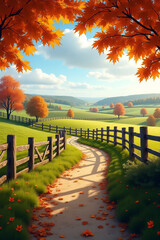 Serene Early Autumn Countryside Landscape
