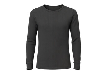 Dark grey ribbed long-sleeved shirt, isolated on a transparent background
