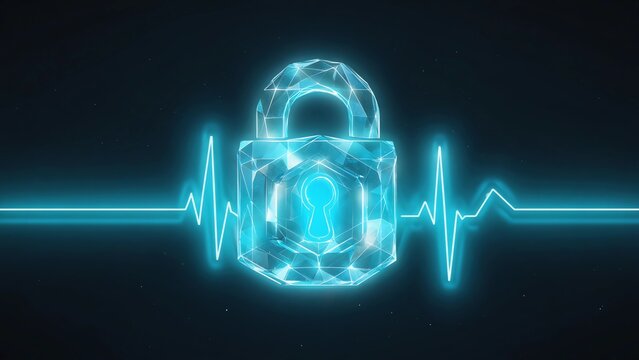 Abstract visualization representing digital security and data protection in the healthcare industry