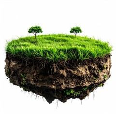 A floating island of earth with trees and grass