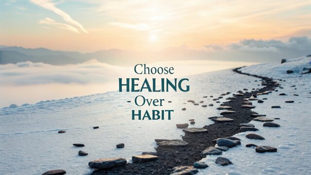 Inspiring landscape with motivational quote about healing habits - Powered by Adobe