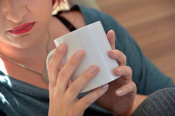 frau, kaffee, cha, cup, schönheit, kimono, morgenmantel, nackt, dessous, decolette, dekoltee, 