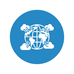Global cloud network icon for computing, data & worldwide connection Vector