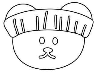 Cute outline of teddy bear wearing sport headband for exercise, diet, competition, animal decoration, cartoon, character, comic, mascot, patch, brooch, pin, zoo, souvenir shop, shirt print, colouring