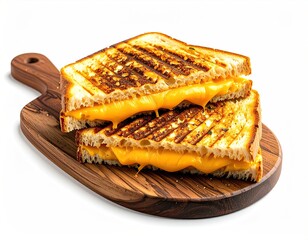 Grilled cheese sandwich on a wooden cutting board