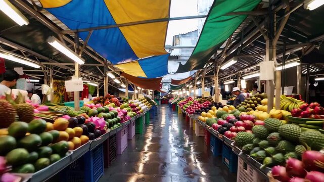 Travel Footage of Walking Through a Wet Market in Singapore