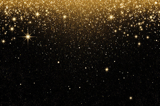 Sparkling gold glitter gradient falling against a dark background - Powered by Adobe
