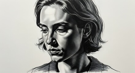 Black-and-white portrait sketch of a young person