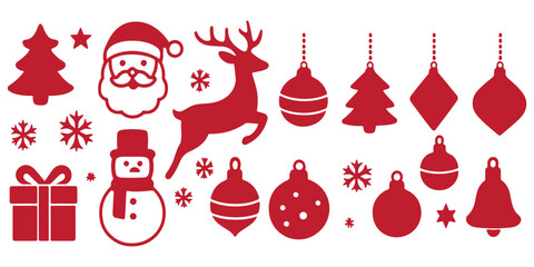 Christmas ball icon set. Christmas balls and ornaments holiday decoration vector illustration on black background.