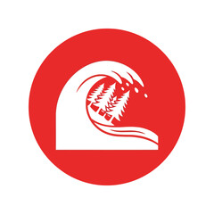 Tsunami wave forest logo: climate change environmental danger icon Vector