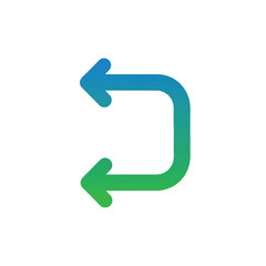 Vector illustration of a double-headed return arrow icon with a blue and green gradient, symbolizing undo and repeat