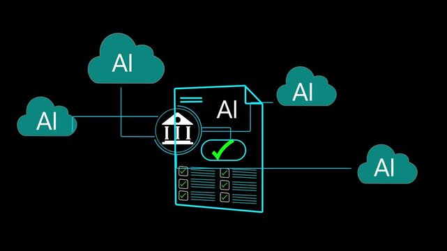 AI cloud document computing and smart city concept. Cloud technology with internet network connection, data storage and digital transformation, technology background
