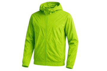 Vibrant lime green athletic hooded jacket isolated on transparent background