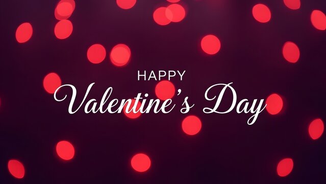 Happy valentines day with red bokeh lights background
