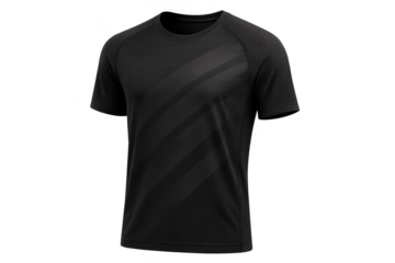 Black sports t-shirt isolated on transparent background, athletic apparel style
