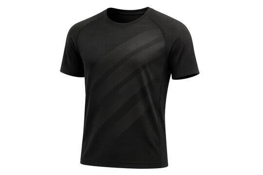 Black sports t-shirt isolated on transparent background, athletic apparel style