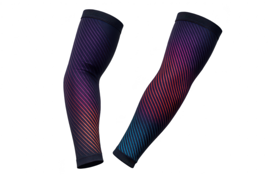 Pair of colorful compression arm sleeves isolated on transparent backdrop, vivid - Powered by Adobe