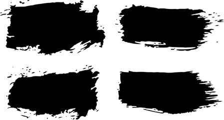 Grunge Black Text Box Brush Set Vector Design