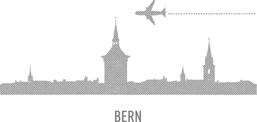 Fototapeta premium Bern Switzerland Skyline and Airplane Minimalist Travel Vector