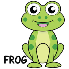 Vector Illustration of a Cheerful Frog with Big Eyes