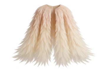 Elegant faux fur cape, cream and beige, isolated on transparent background