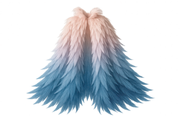 Elegant feathered cape isolated on transparent background, stylish gradient